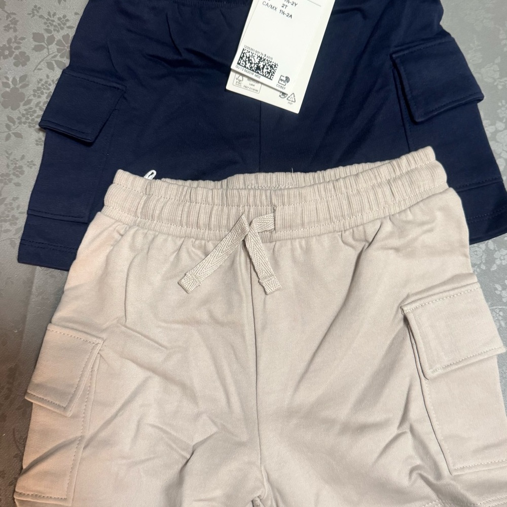 H&M Kids Cargo Jogger Shorts - Beige and Navy